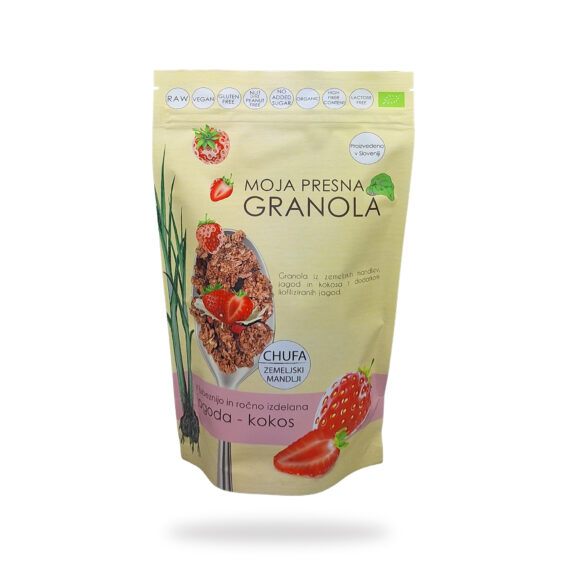 Presna ekološka granola jagoda in kokos, drobTinka, 230 g