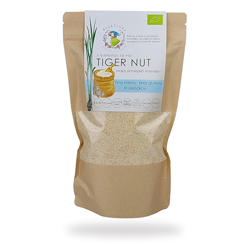 Presna ekološka moka iz zemeljskih mandljev, fino mleta, drobTinka, 400 g